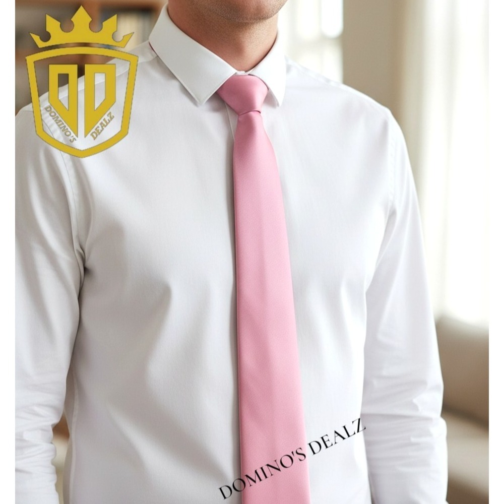 Pierre Cardin Slim Tie Barbie Pink Solid Polyester Mens Designer Necktie